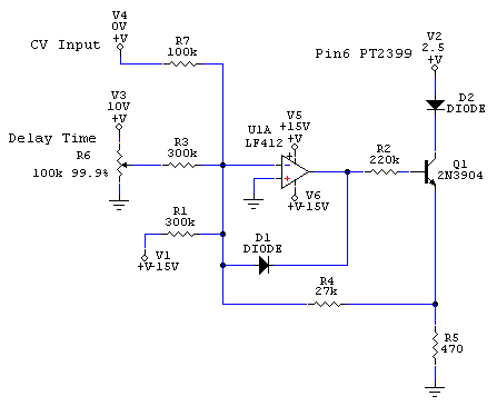 pt2399 simple delay schematic